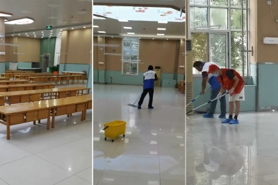 某中学食堂地面防滑处理
